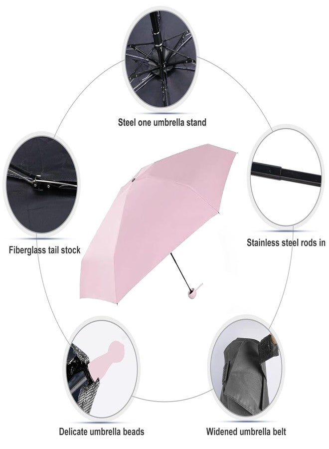 coku 38-inch Portable Mini Umbrella for Women, Men, Kids, Girls, Boys 3 Fold umbrella for Sun Protection & Rain Foldable & Lightweight Manual Open Umbrella for Travel (Pink) - Image 4